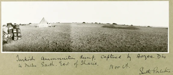 Türkisches Munitionslager, erobert von der ANZAC-Division, 4 Meilen südöstlich von Tharia, 6. November 1917